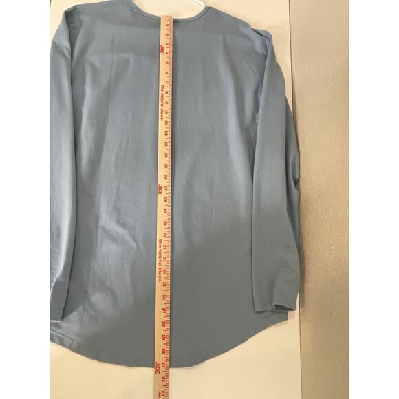 BYLT Drop Cut Shirt Blend Size XL Stretch Light Blue Long Sleeve Curve Hem - Picture 5 of 10